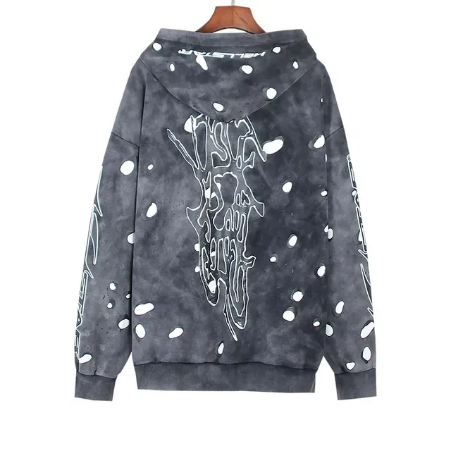 Hellstar Distressed Gris y Blanco con Estampa de Salpicadura chándal 2