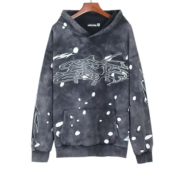 Hellstar Distressed Gris y Blanco con Estampa de Salpicadura chándal 3