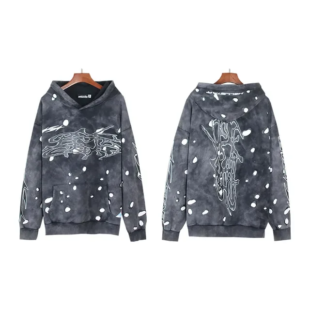 Hellstar Distressed Gris y Blanco con Estampa de Salpicadura chándal 4