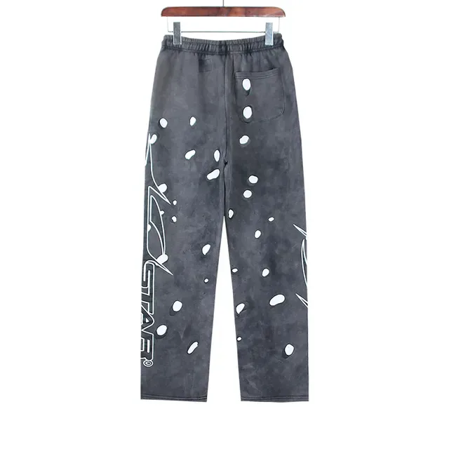 Hellstar Distressed Gris y Blanco con Estampa de Salpicadura chándal 6