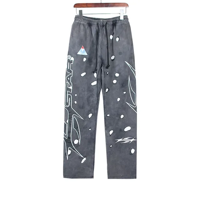 Hellstar Distressed Gris y Blanco con Estampa de Salpicadura chándal 7