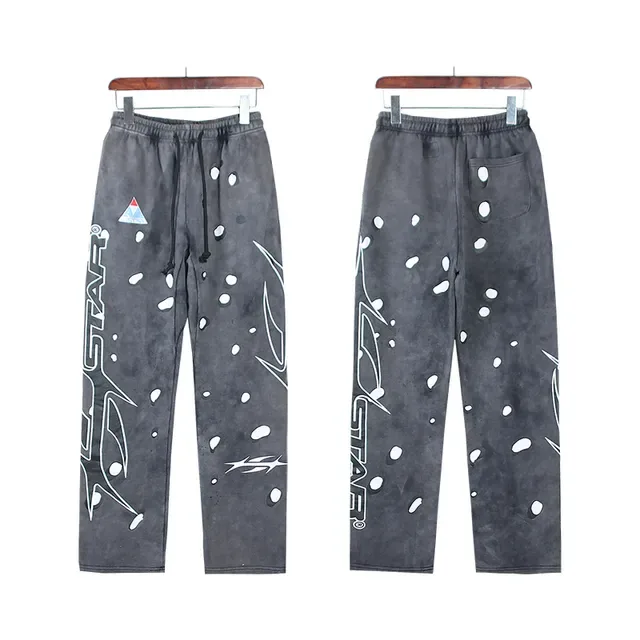 Hellstar Distressed Gris y Blanco con Estampa de Salpicadura chándal 8