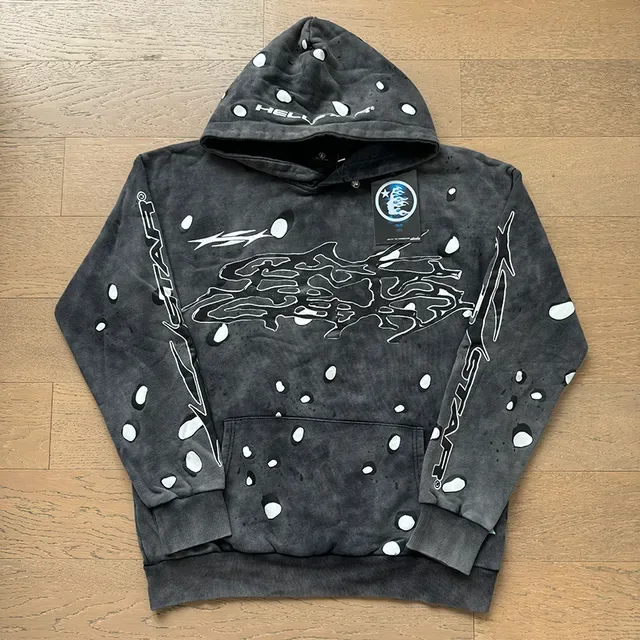 Hellstar Distressed Gris y Blanco con Estampa de Salpicadura chándal 9