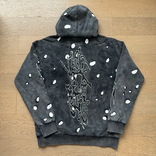 Hellstar Distressed Gris y Blanco con Estampa de Salpicadura chándal 10