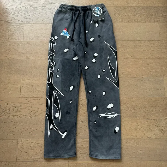 Hellstar Distressed Gris y Blanco con Estampa de Salpicadura chándal 11