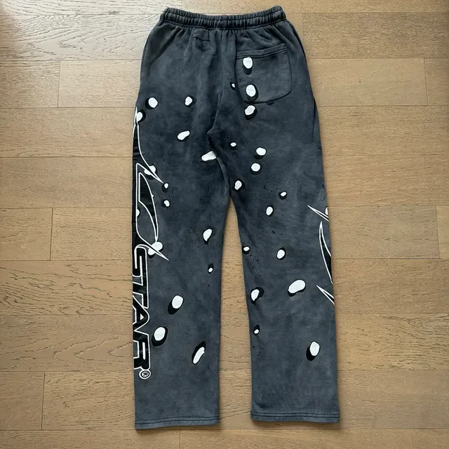 Hellstar Distressed Gris y Blanco con Estampa de Salpicadura chándal 13