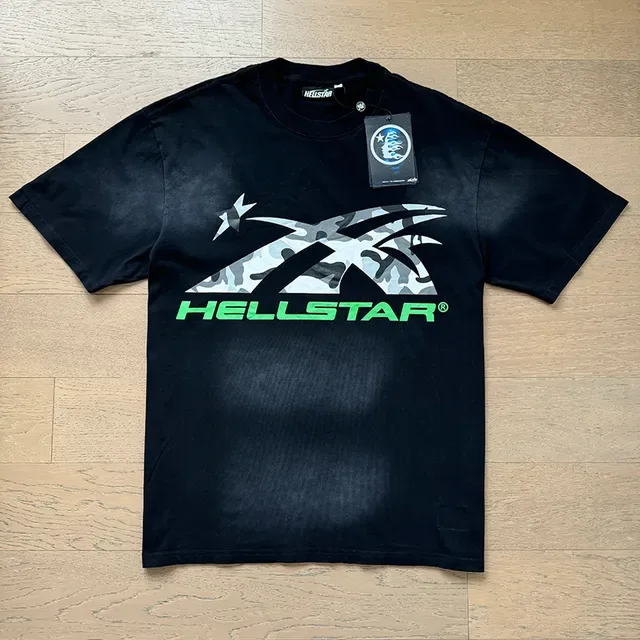 Hellstar 火焰图案印花黑色T恤 3