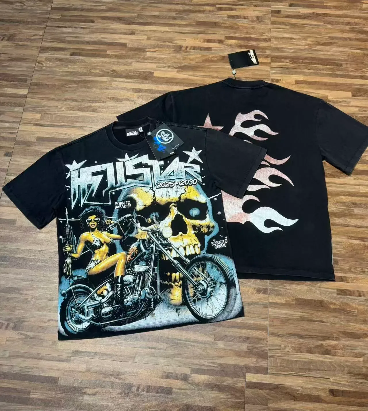 Hellstar 图案印花宽松黑色T恤 2