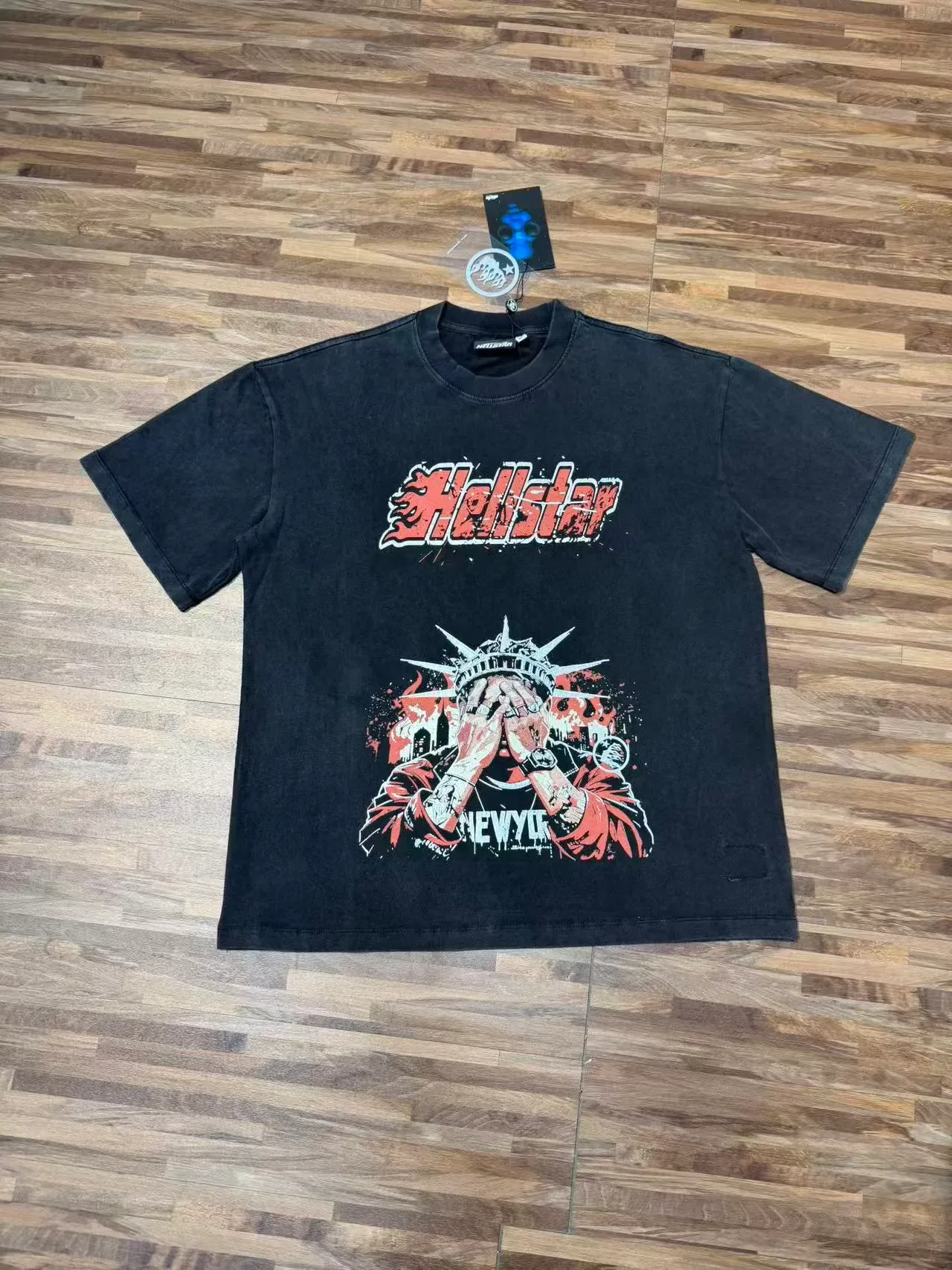 Hellstar Graphic Print Washed Black T-Shirt 2
