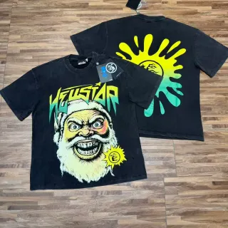 Hellstar Oversized Acid-Wash Black Graphic T-Shirt