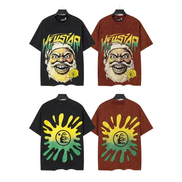T-shirt graphique oversize acid wash noir Hellstar 5