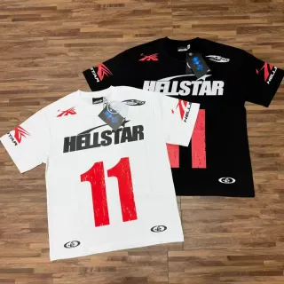 Hellstar White Red Graphic Print Crew Neck T-Shirt