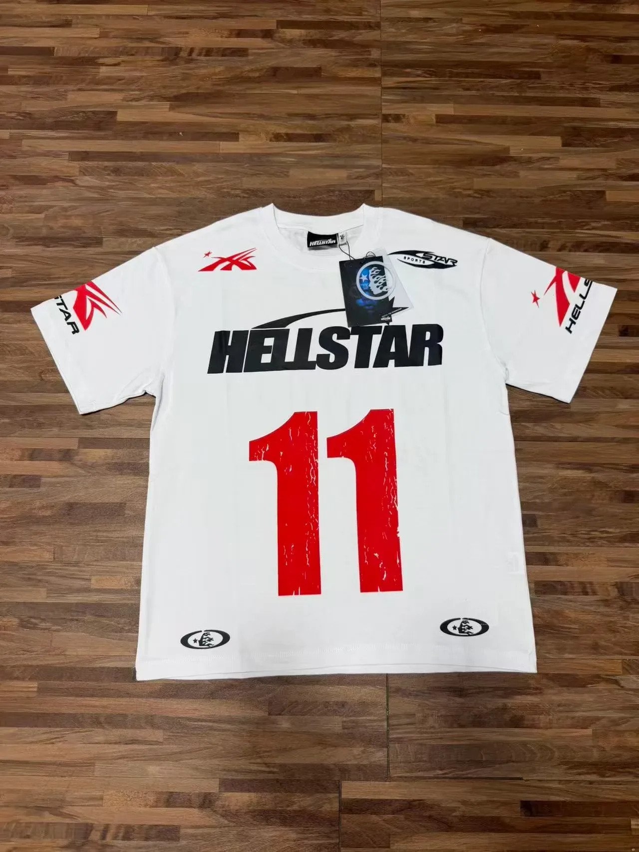 Hellstar White Red Graphic Print Crew Neck T-Shirt 14