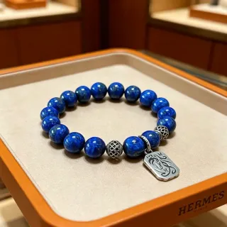 Hermès 青金石串珠银色魅力手链
