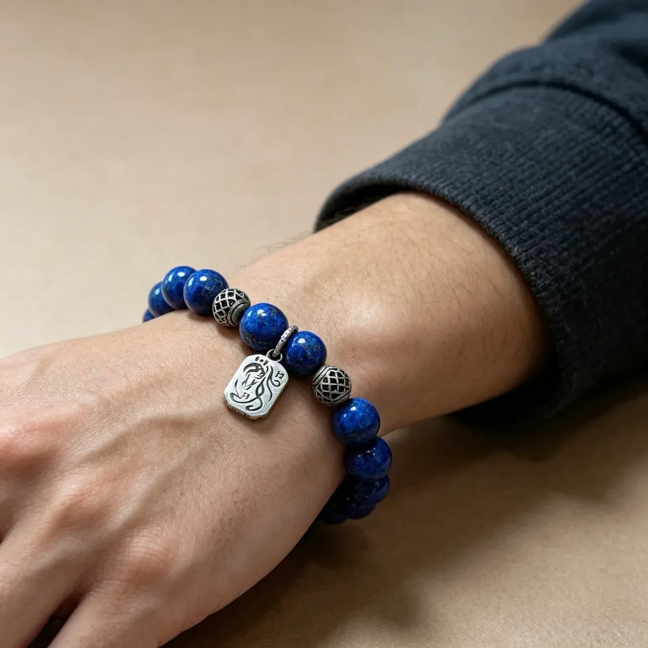 Hermès 青金石串珠银色魅力手链 3