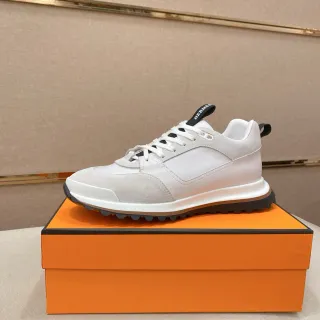 Hermès 米色 黑色 混合材质 鞋面 分层 中底 运动鞋