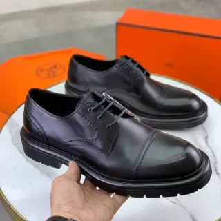 Hermès কালো ক্যাপ-টো লেস-আপ অক্সফোর্ড জুতা