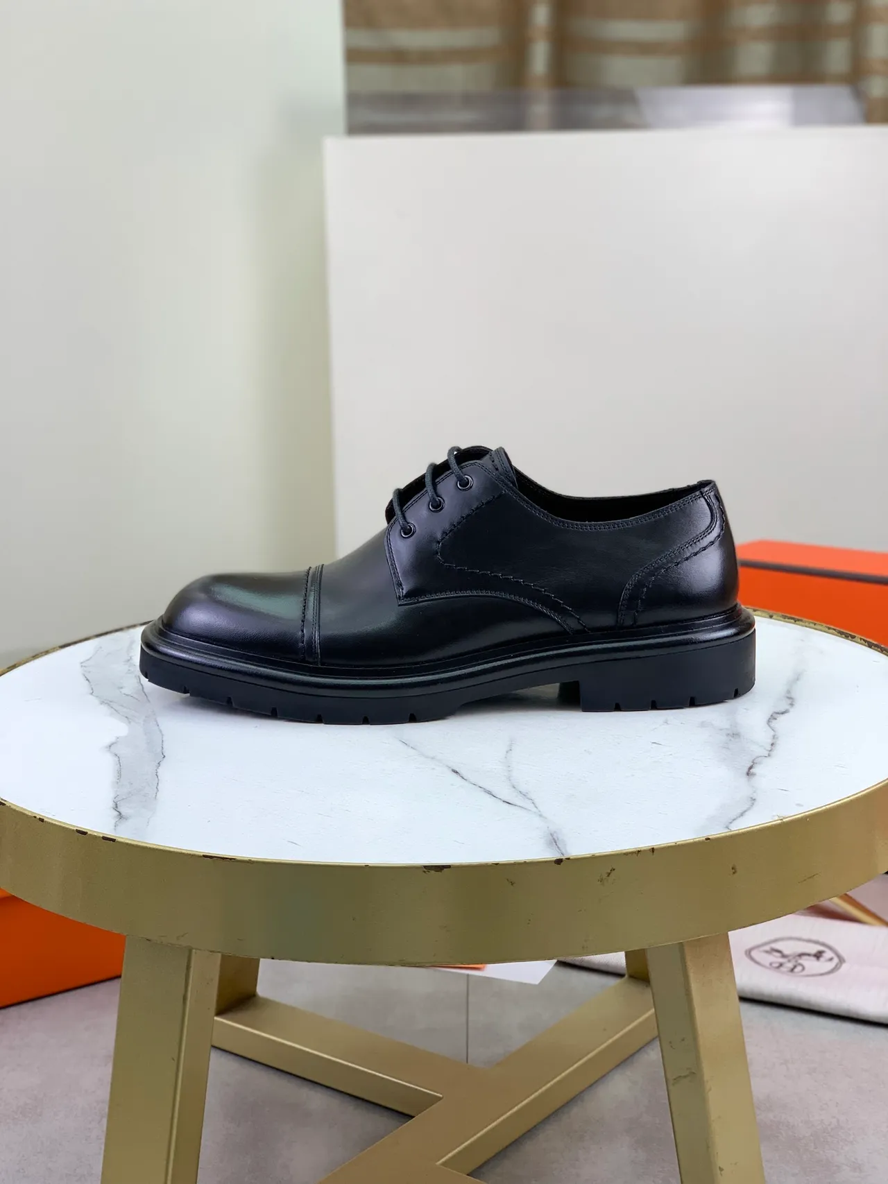 Hermès Chaussures Oxford à bout cap-toe noir lacées 6