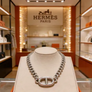 Hermès Chaine d'Ancre 银色 粗链条 双H椭圆搭扣 项链