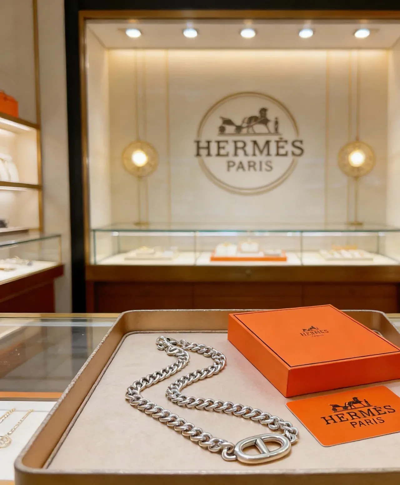 Hermès Chaine d'Ancre 银色 粗链条 双H椭圆搭扣 项链 4