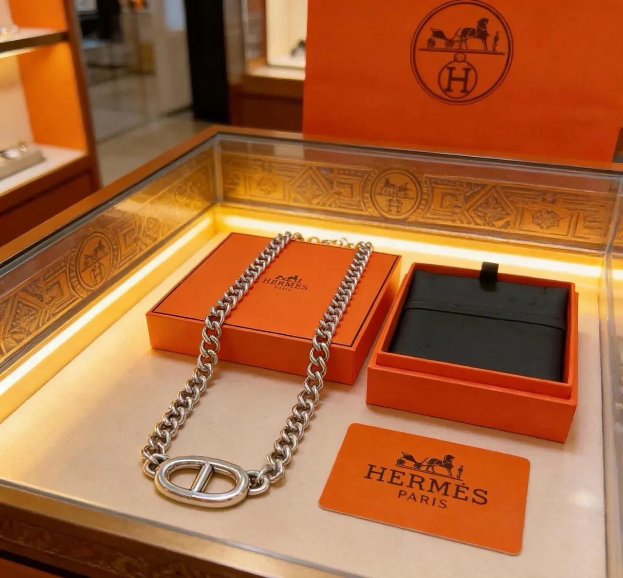 Hermès Chaine d'Ancre 银色 粗链条 双H椭圆搭扣 项链 6