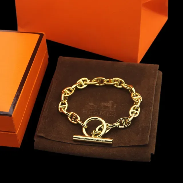 Hermès Chaine d'Ancre 银金椭圆链扣手链 3