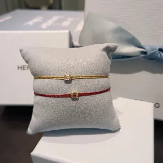 Hermès 金红细扭曲绳矩形表扣手链