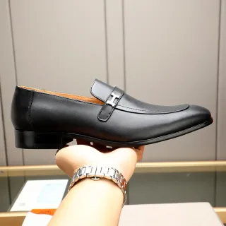 Hermès H Loafer 黑色皮革 米色内里 乐福鞋