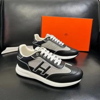 Hermès H Logo Black and White Lifestyle Sneakers