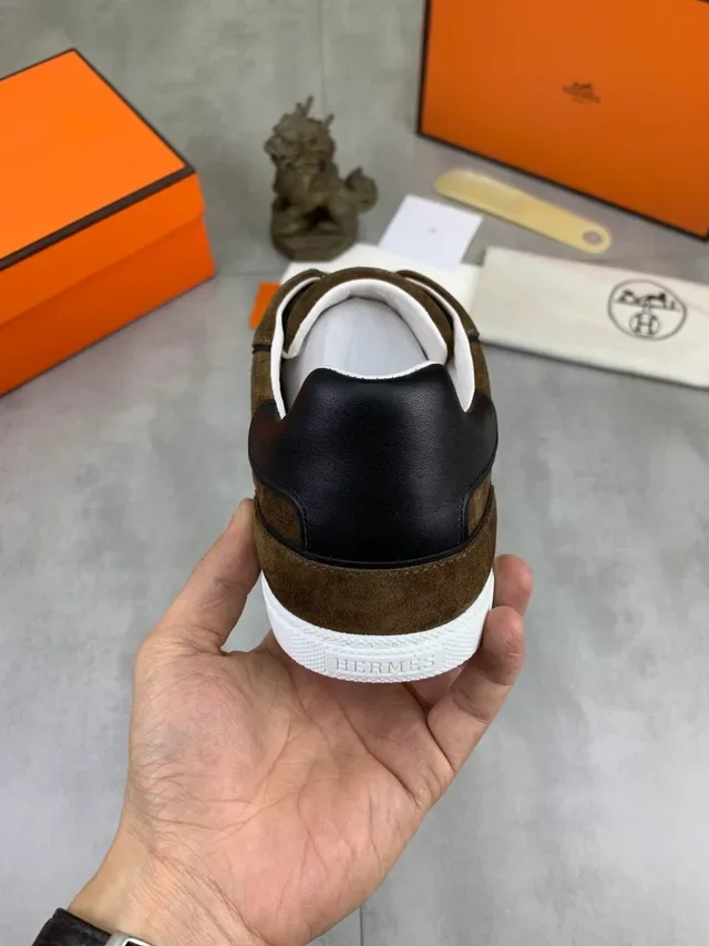 Hermès H Logo Brown Suede White Lace Lifestyle Sneakers 4