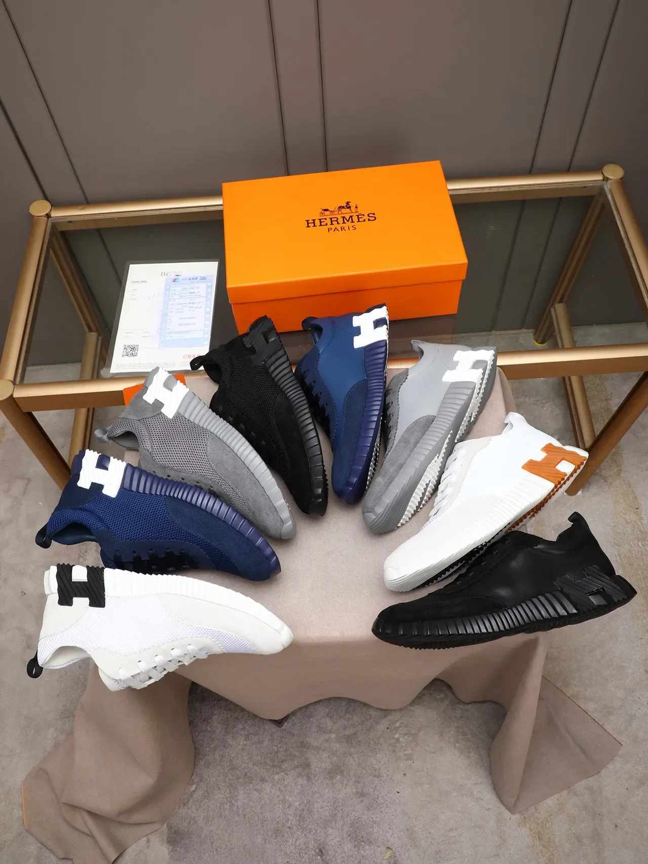 Hermès H Pantin Tênis Lifestyle Branco e Laranja 2