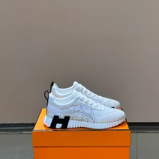 Hermès H-Racer White Architectural Print Lifestyle Sneakers