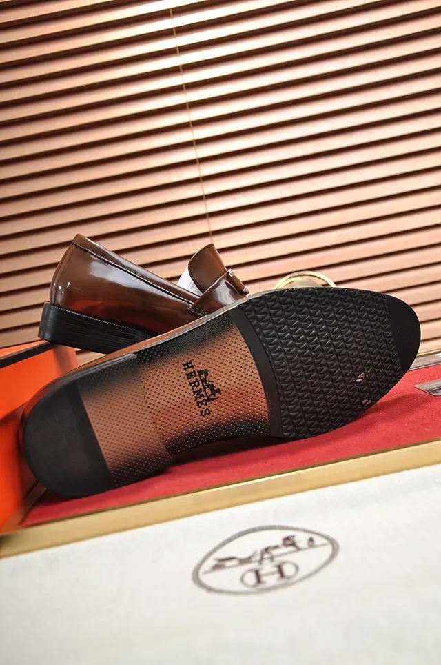 Hermès Oran Brown Polished Leather Double Monk Strap Loafers 3