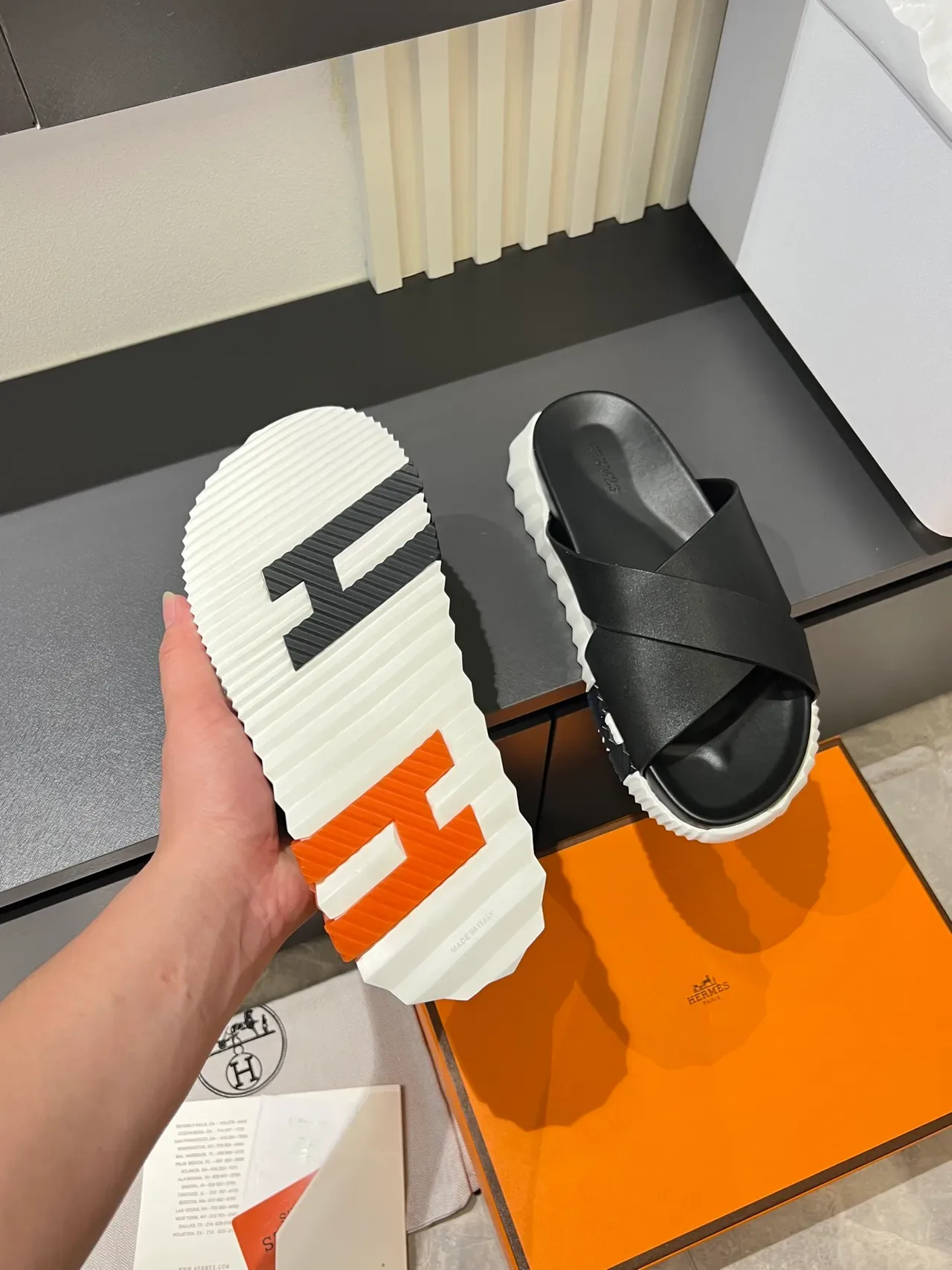 Hermès Oran Cross-Strap Slide Slippers 8