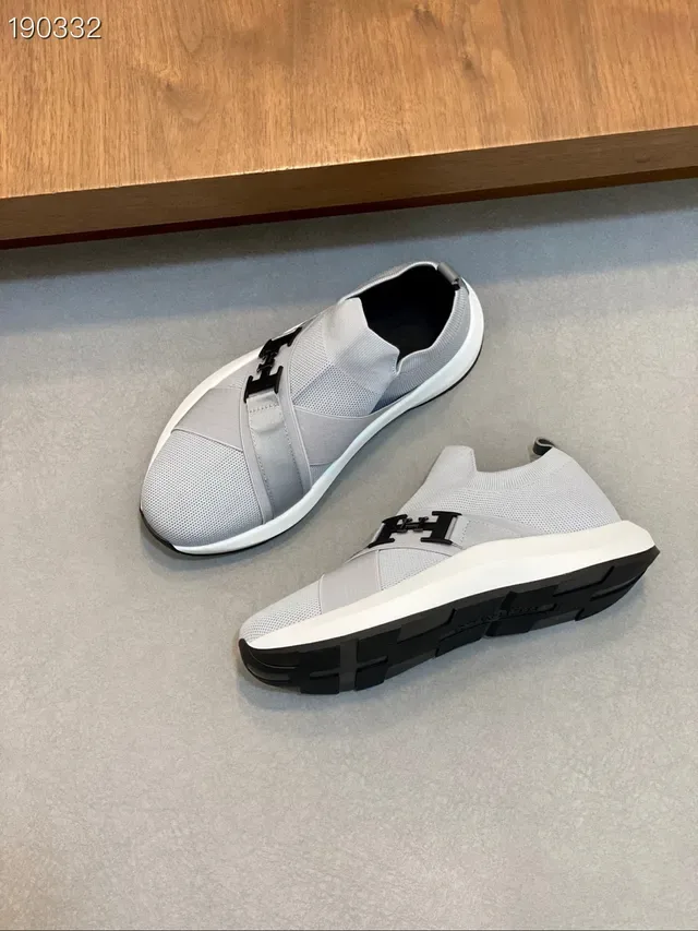 Hermès Oran Gray White Knit Upper Slip-On Construction Lifestyle Sneakers 6