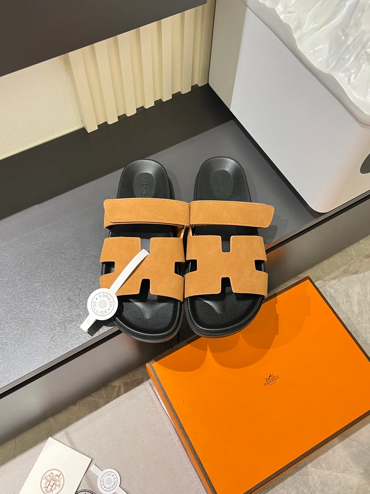 Hermès Oran H-Cut Suede Slide Slippers 3