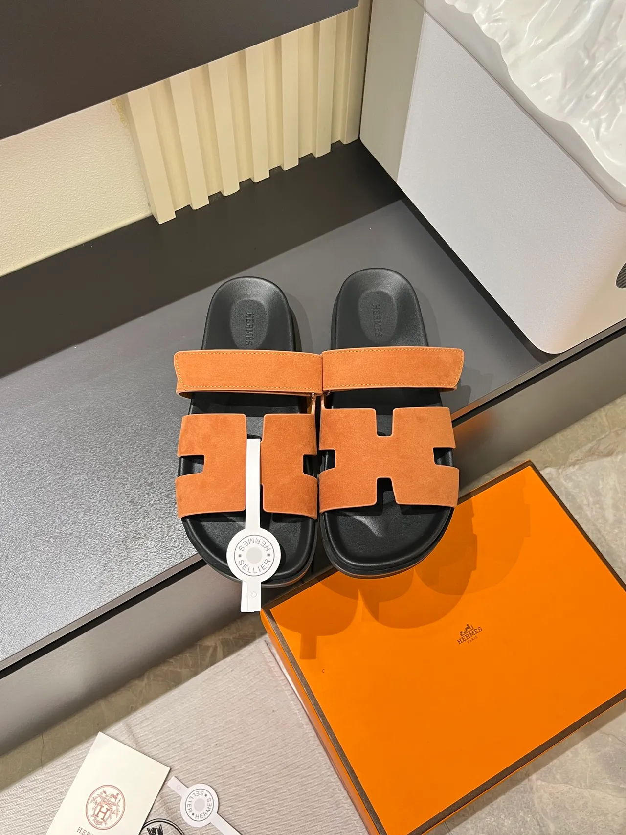Hermès Oran H-Cut Suede Slide Slippers 7