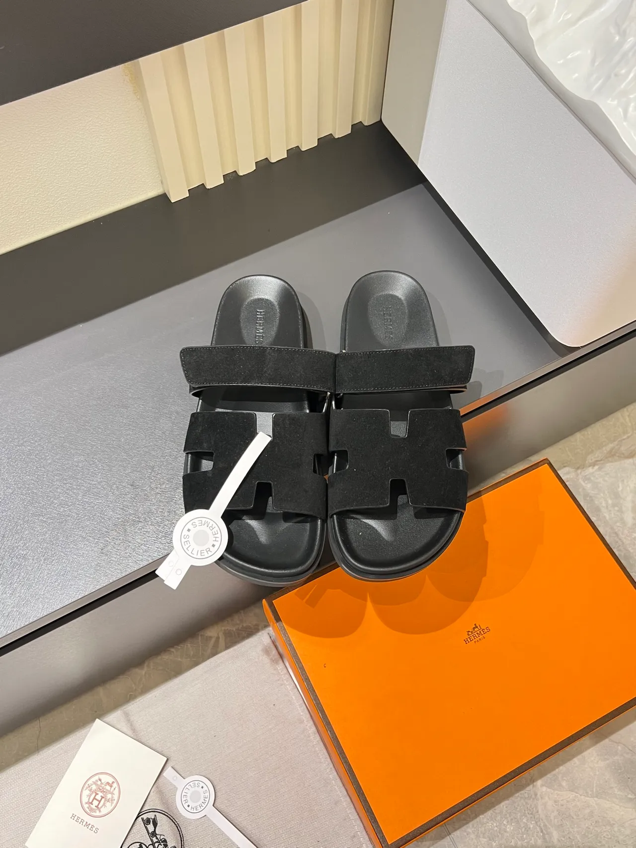 Hermès Oran H-Cut Suede Slide Slippers 10