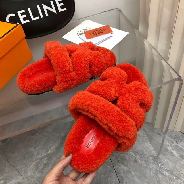 Hermès برتقالي أحمر ناعم مثل الشيرلينج الجزء العلوي حزام مزدوج عريض نعال 7