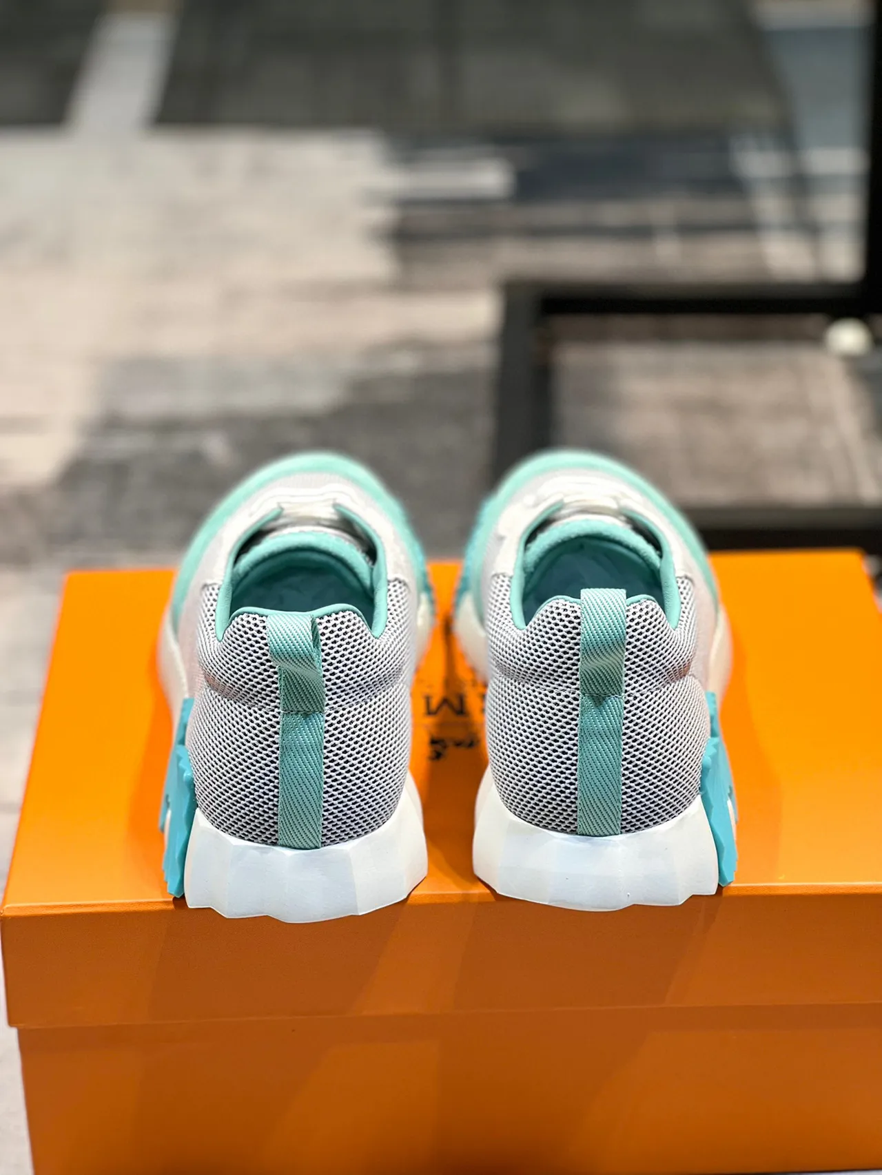 Hermès White Blue Mesh And Suede Upper Sculpted Ridged Midsole Lifestyle Sneakers 3