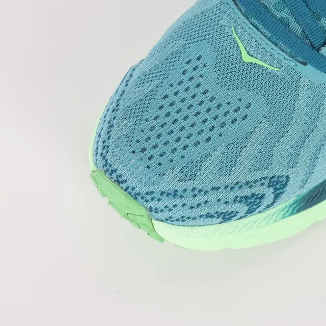 Hoka أزرق أخضر أقصى امتصاص الصدمات الجزء العلوي من الـ Knit المهندس أحذية جري 5