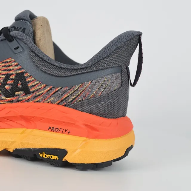 Hoka Gray Orange Engineered Knit Upper Multilayered Midsole Running Shoes 4