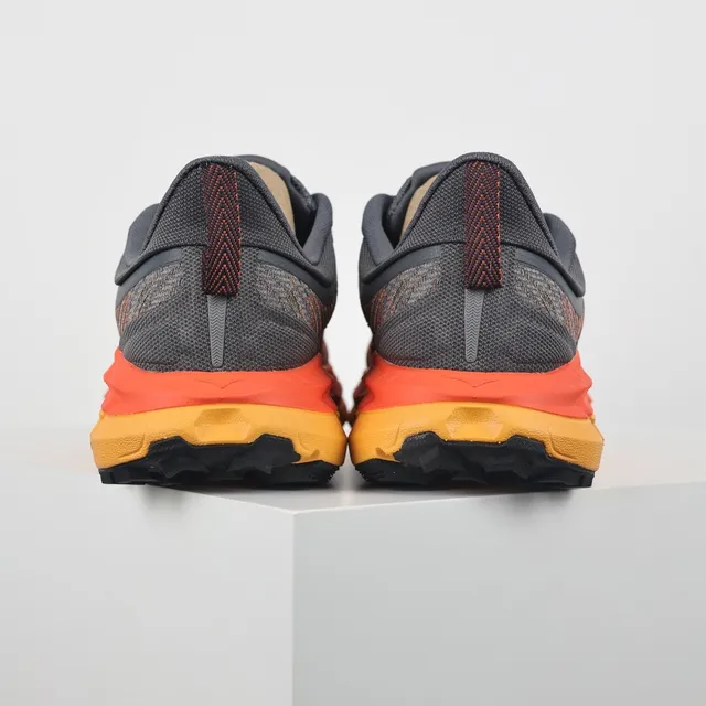 Hoka Gray Orange Engineered Knit Upper Multilayered Midsole Running Shoes 8