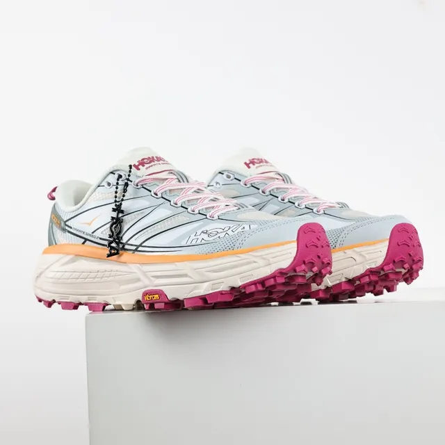 Hoka Gray Pink Lightweight Trail Runner Mesh Upper Running Shoes 3
