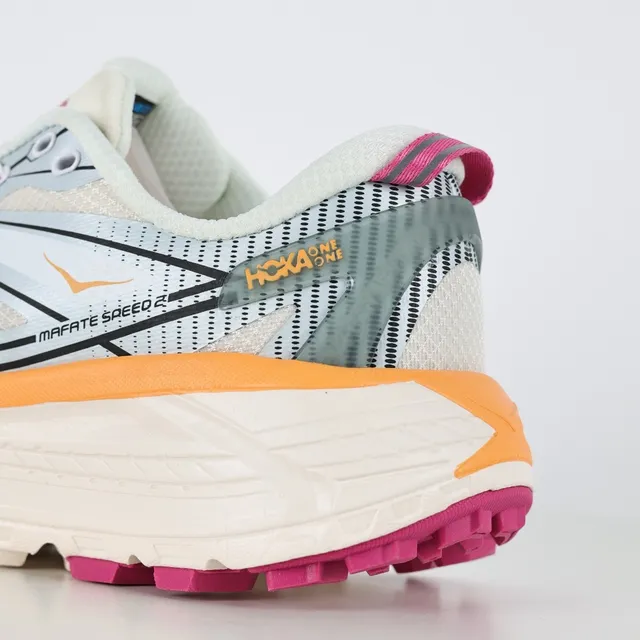 Hoka Gray Pink Lightweight Trail Runner Mesh Upper Running Shoes 4