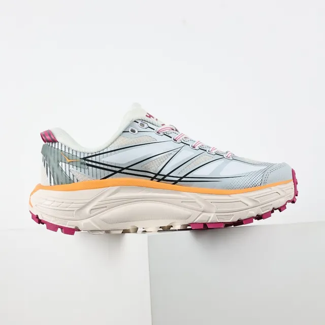 Hoka Gray Pink Lightweight Trail Runner Mesh Upper Running Shoes 7