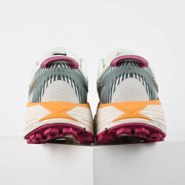 Hoka Gray Pink Lightweight Trail Runner Mesh Upper Running Shoes 8