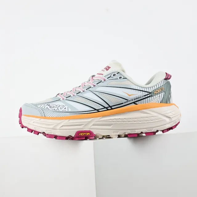 Hoka Gray Pink Lightweight Trail Runner Mesh Upper Running Shoes 9