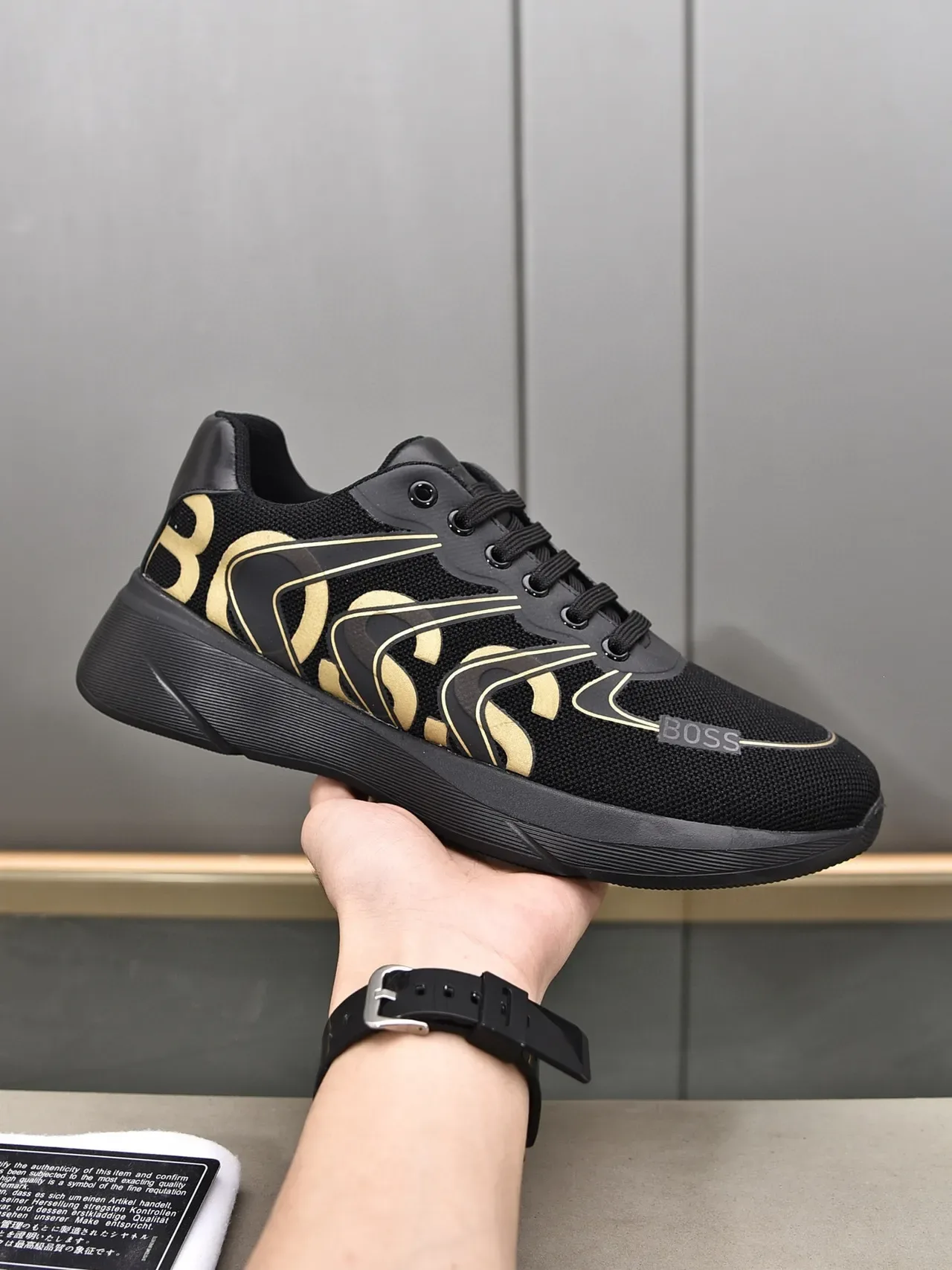 Hugo Boss Sneakers Lifestyle Noir et Or Logo 9