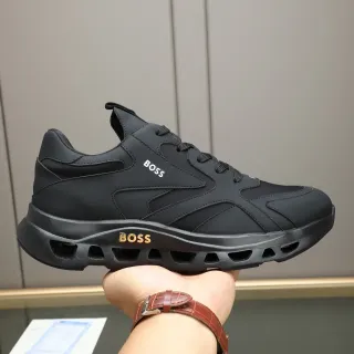 Hugo Boss Black Gold Monochrome Synthetic Panel Construction Sneakers